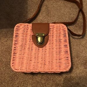 Pink wicker crossbody